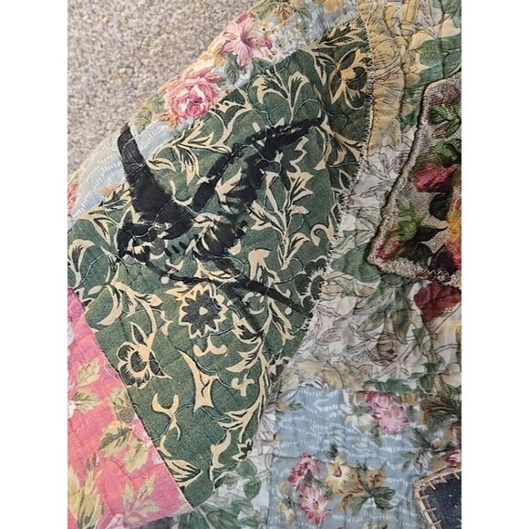 OOAK Magnolia Boho Quilted Jacket Frida Cat Bird Gypsy Patchwork Vtg INDIE sz XL - Picture 6 of 16